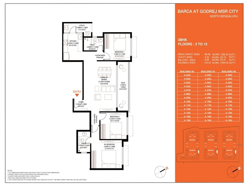 Godrej MSR City 3 BHK Floor Plan