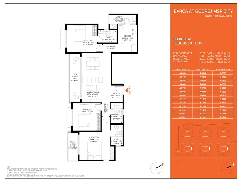 Godrej MSR City 3 BHK Floor Plan